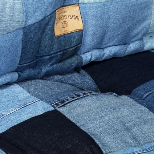 Hynder til pallesofa 2 dele denim-patchwork blå