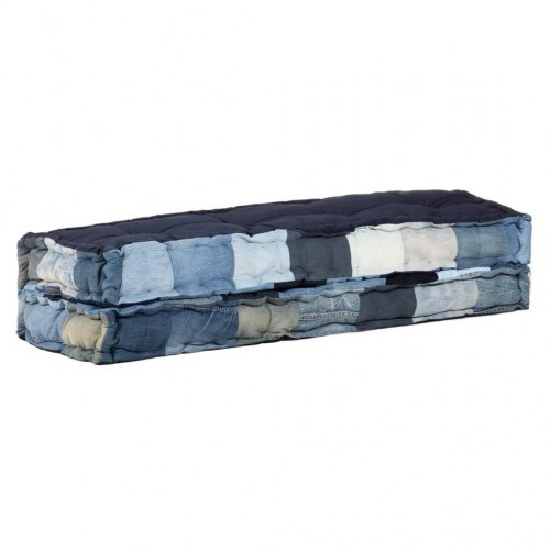 Hynder til pallesofa 2 dele denim-patchwork blå