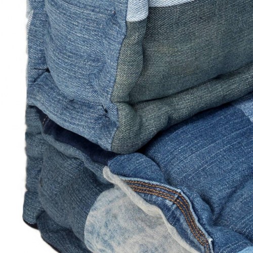 Hynder til pallesofa 2 dele denim-patchwork blå