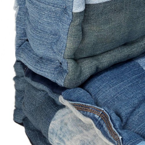 Hynder til pallesofa 3 dele denim-patchwork blå