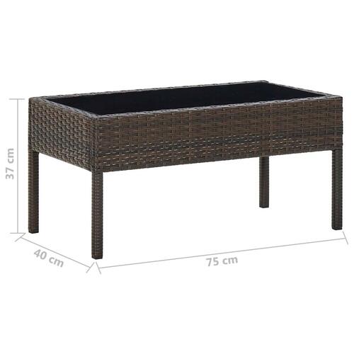 Havebord 75x40x37 cm polyrattan brun