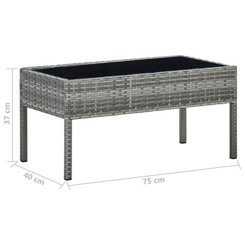 Havebord 75x40x37 cm polyrattan grå