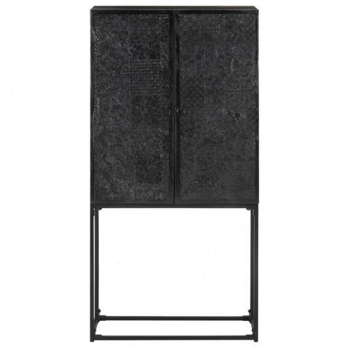 Skænk 60x30x120 cm massivt akacietræ og mangotræ sort