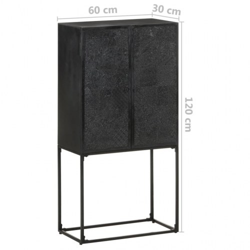 Skænk 60x30x120 cm massivt akacietræ og mangotræ sort