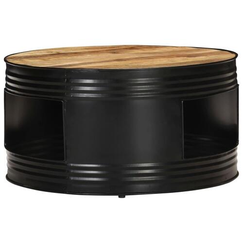 Sofabord 68x68x36 cm massivt ru mangotræ sort