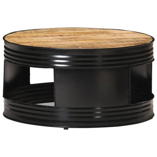 Sofabord 68x68x36 cm massivt ru mangotræ sort