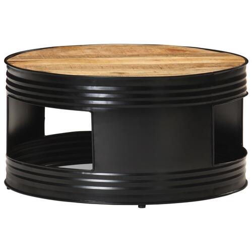 Sofabord 68x68x36 cm massivt ru mangotræ sort