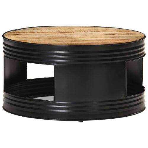 Sofabord 68x68x36 cm massivt ru mangotræ sort