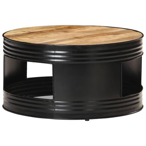 Sofabord 68x68x36 cm massivt ru mangotræ sort