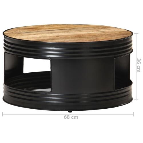 Sofabord 68x68x36 cm massivt ru mangotræ sort