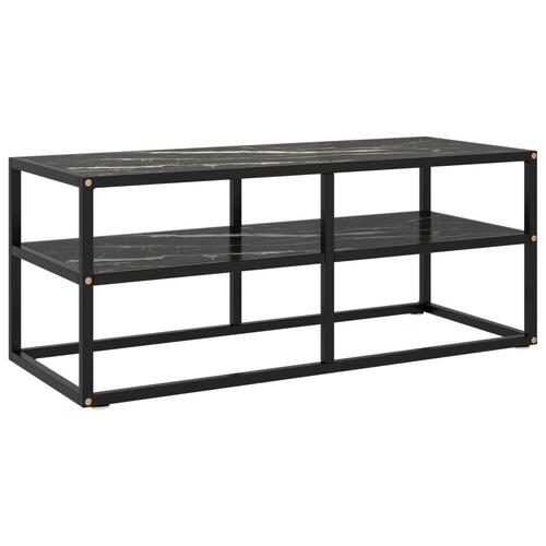 Tv-bord 100x40x40 cm marmorglas sort