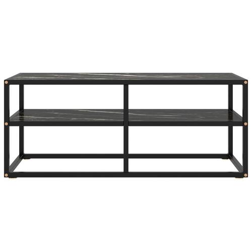 Tv-bord 100x40x40 cm marmorglas sort