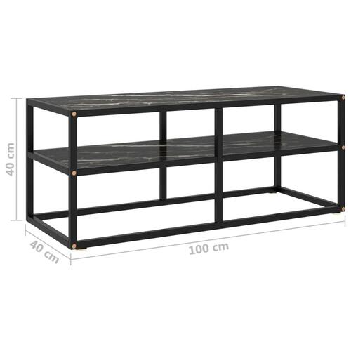 Tv-bord 100x40x40 cm marmorglas sort