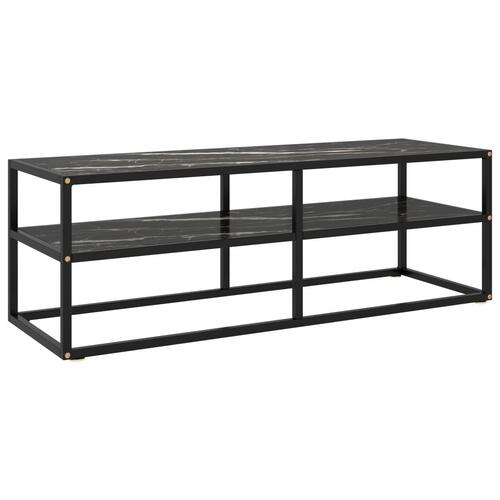 Tv-bord 120x40x40 cm marmorglas sort