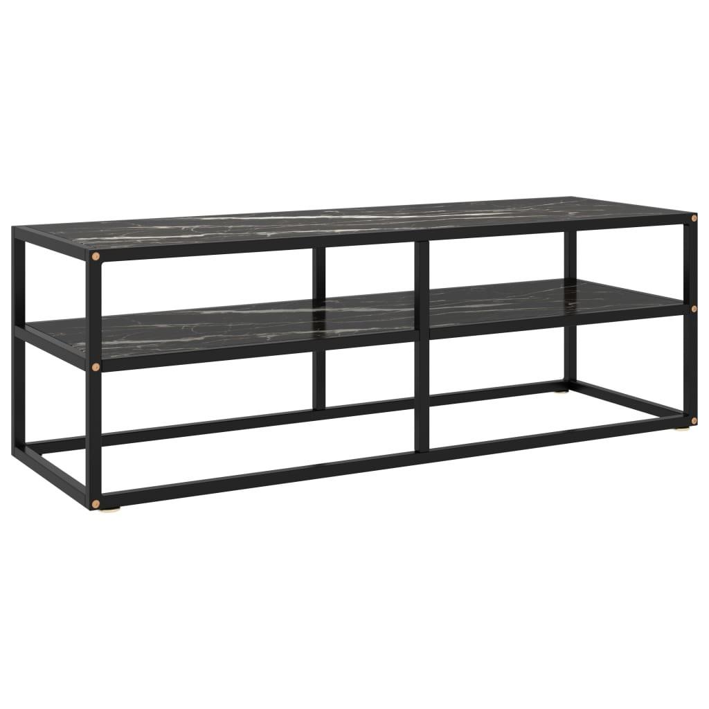 Tv-bord 120x40x40 cm marmorglas sort