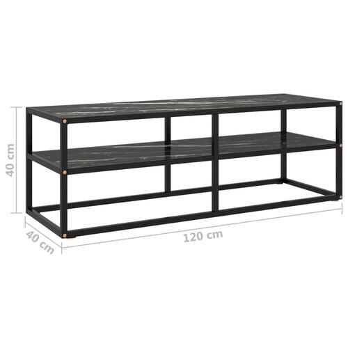 Tv-bord 120x40x40 cm marmorglas sort