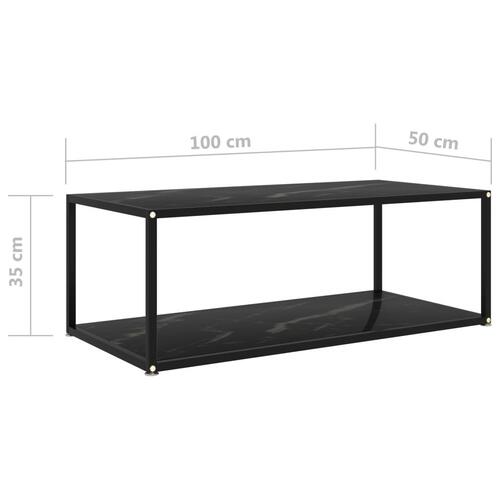 Sofabord 100x50x35 cm hærdet glas sort