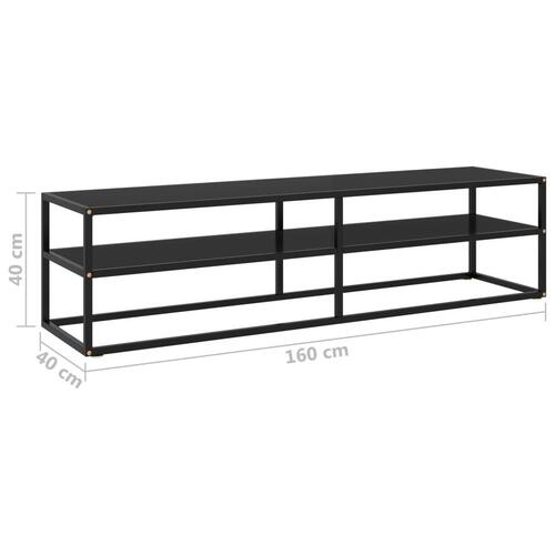 Tv-bord 160x40x40 cm glas sort