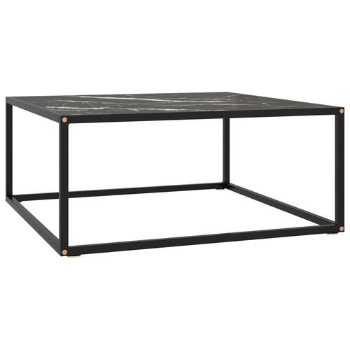 Sofabord 80x80x35 cm marmorglas sort