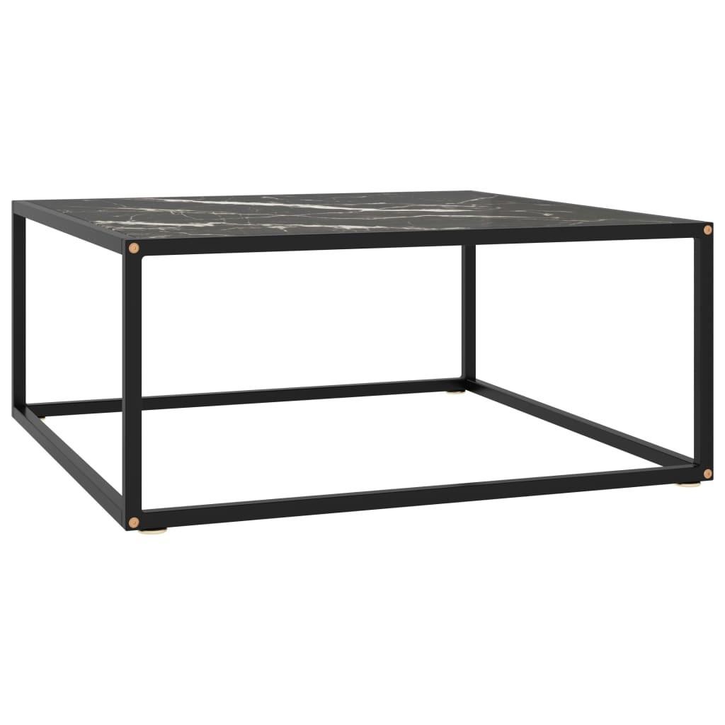 Sofabord 80x80x35 cm marmorglas sort