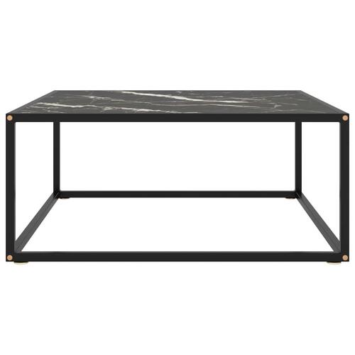 Sofabord 80x80x35 cm marmorglas sort
