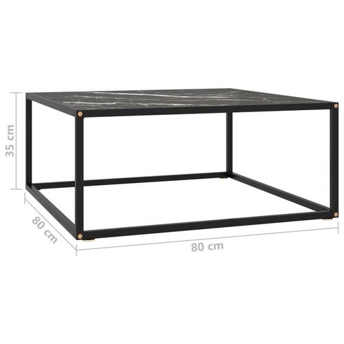 Sofabord 80x80x35 cm marmorglas sort
