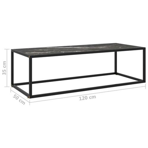 Sofabord 120x50x35 cm marmorglas sort