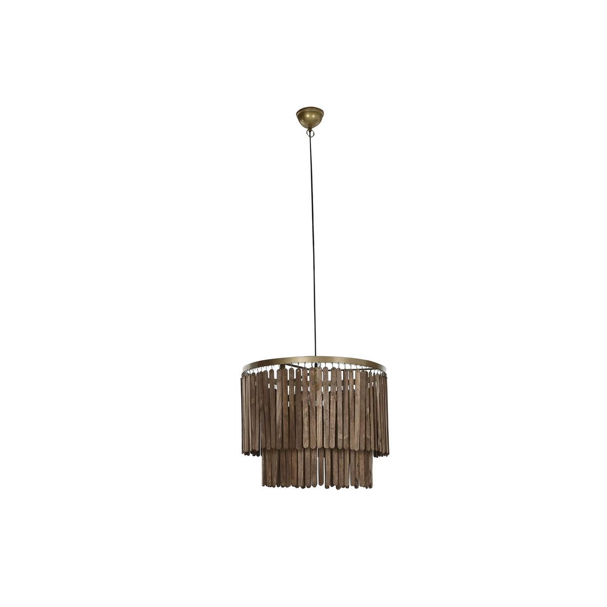 Loftslampe - brun/guld i træ og metal, mangotræ, E27, 50 W, 60 × 60 × 48 cm