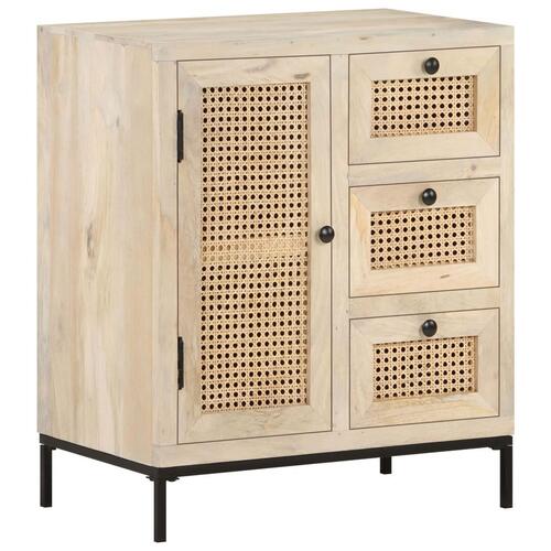Skænk 60x35x70 cm massivt mangotræ og naturligt rørflet