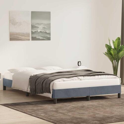 Sengeramme uden madras 140x210 cm fløjl mørkegrå