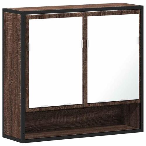 Badeværelsesskab + spejl 65x20x60 cm konstrueret træ brunt eg