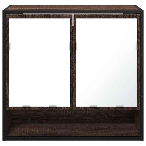 Badeværelsesskab + spejl 65x20x60 cm konstrueret træ brunt eg
