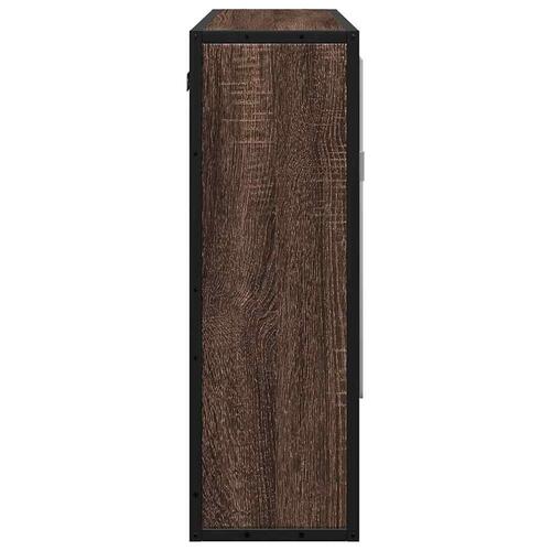 Badeværelsesskab + spejl 65x20x60 cm konstrueret træ brunt eg