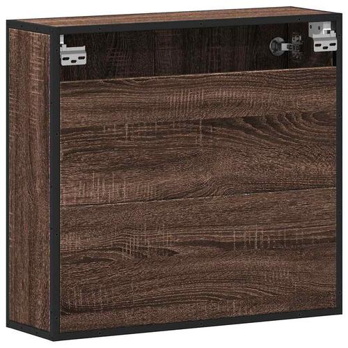 Badeværelsesskab + spejl 65x20x60 cm konstrueret træ brunt eg
