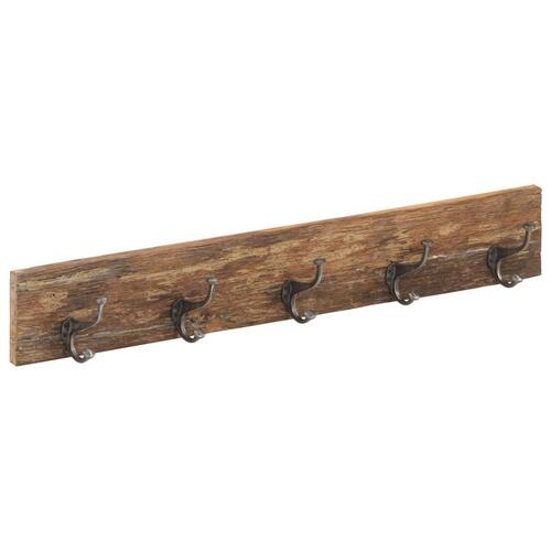 Knagerække med 5 knager 100x2,5x15 cm massivt genbrugstræ