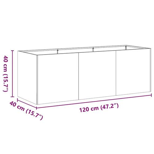 Plantekasse rustfarvet 120x40x40 cm forvitringsstål
