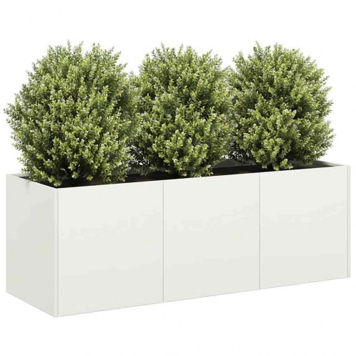 Plantekasse i hvid - 120×40×40 cm i koldvalset stål