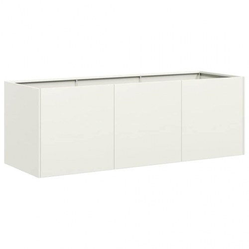 Plantekasse i hvid - 120×40×40 cm i koldvalset stål
