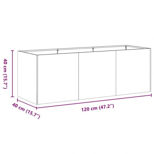 Plantekasse i hvid - 120×40×40 cm i koldvalset stål