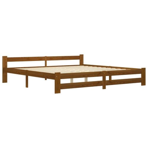 Sengeramme 200x200 cm massivt fyrretræ gyldenbrun