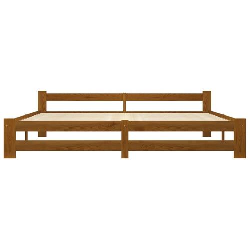 Sengeramme 200x200 cm massivt fyrretræ gyldenbrun