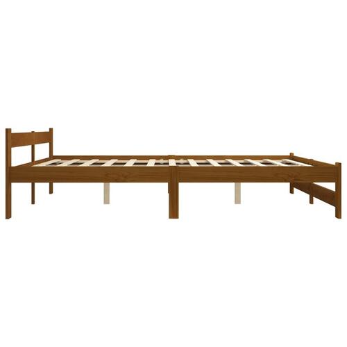Sengeramme 200x200 cm massivt fyrretræ gyldenbrun