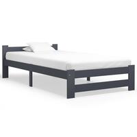Sengestel 90x200 cm massivt fyrretræ mørkegrå