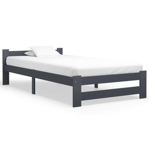 Sengestel 90x200 cm massivt fyrretræ mørkegrå