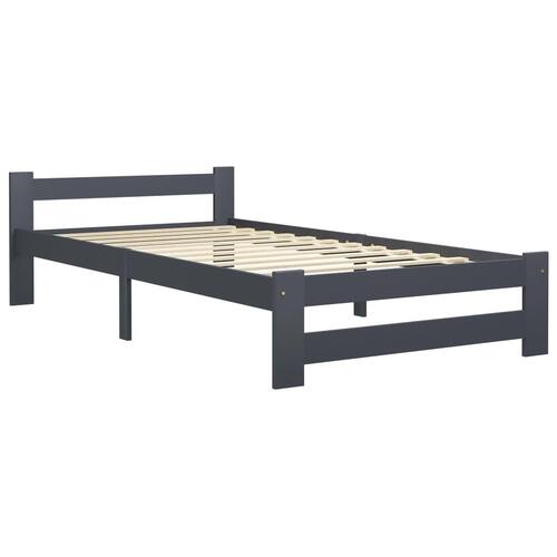 Sengestel 90x200 cm massivt fyrretræ mørkegrå