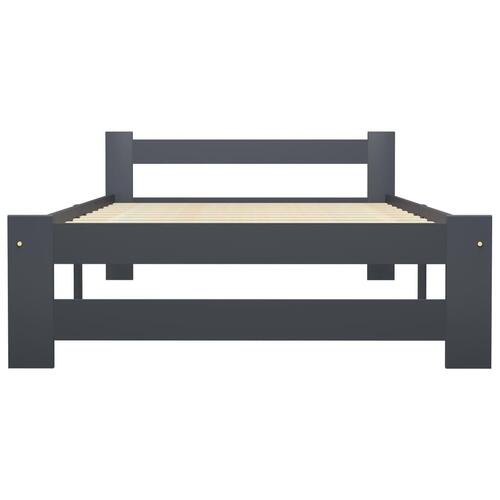 Sengestel 90x200 cm massivt fyrretræ mørkegrå