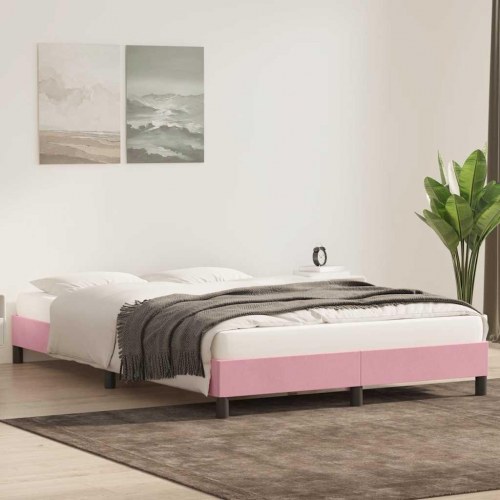 Sengeramme i fløjl - 160 x 210 cm, lyserød