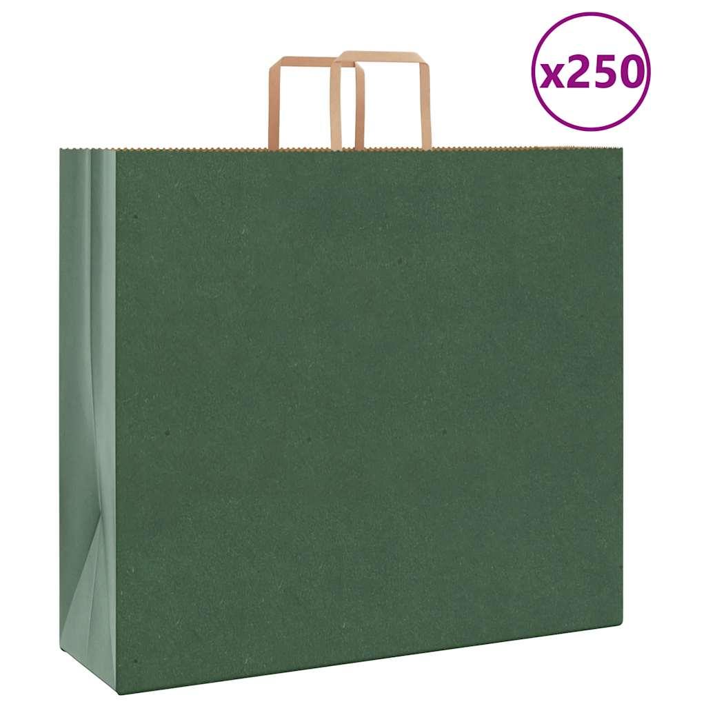 Papirposer 250 stk. med håndtag 54x15x49 cm grøn billede