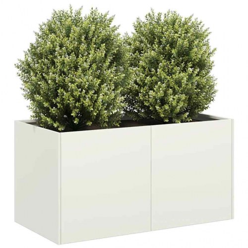 Plantekasse i hvid koldvalset stål - 80 × 40 × 40 cm