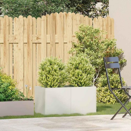 Plantekasse i hvid koldvalset stål - 80 × 40 × 40 cm